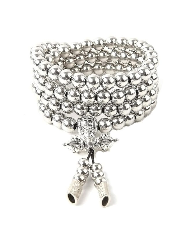 108 Destiny Nepal Prayer Full Metal Buddism Bead Mala Necklace (full stainless steel)