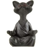 5" Whimsical Happy Cat Buddha Figurine – Zen-Inspired Resin Cat Statue – Meditating Animal Sculpture for Mindful Home or Office Decor – Peaceful Gift for Cat Lovers and Yoga Fans