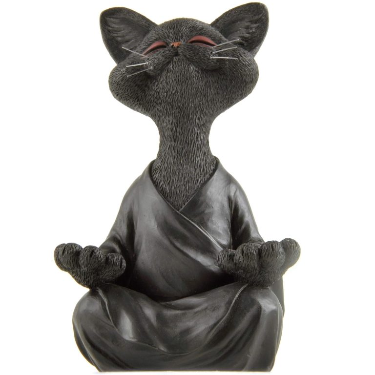 5" Whimsical Happy Cat Buddha Figurine – Zen-Inspired Resin Cat Statue – Meditating Animal Sculpture for Mindful Home or Office Decor – Peaceful Gift for Cat Lovers and Yoga Fans