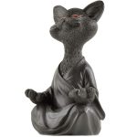 5" Whimsical Happy Cat Buddha Figurine – Zen-Inspired Resin Cat Statue – Meditating Animal Sculpture for Mindful Home or Office Decor – Peaceful Gift for Cat Lovers and Yoga Fans