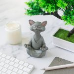 5" Whimsical Happy Cat Buddha Figurine – Zen-Inspired Resin Cat Statue – Meditating Animal Sculpture for Mindful Home or Office Decor – Peaceful Gift for Cat Lovers and Yoga Fans