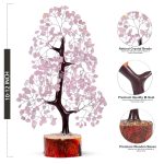 7 Chakra Money Tree Healing Feng Shui Statues & Figurines Reiki Crystal Balancing Buddha Home Décor (Rose Quartz Silver)