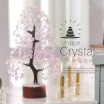 7 Chakra Money Tree Healing Feng Shui Statues & Figurines Reiki Crystal Balancing Buddha Home Décor (Rose Quartz Silver)