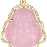 ASGIFT Laughing Buddha Necklace Cubic Zirconia Green Jade Buddha Pendant with 18K Gold Plated Chain Lucky Buddha Necklace Jewelry Gift