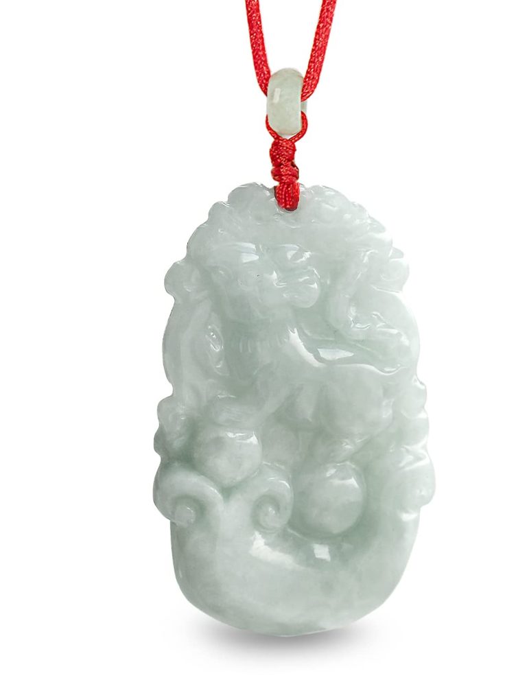 Dahlia Chinese Zodiac Jade Necklace, Real Grade A Certified Burma Jadeite