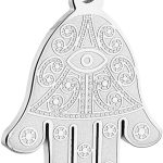 HZMAN Khamsah Stainless Steel Egyptian Eye Fatima Hamsa Hand Pendant Necklace Success and Protection Lucky