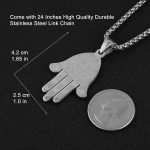 HZMAN Khamsah Stainless Steel Egyptian Eye Fatima Hamsa Hand Pendant Necklace Success and Protection Lucky
