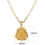 kelistom 14K Gold Plated Buddha Pendant Necklace for Women Men 3MM Flat Figaro Chain Necklace Blue Green Pink White Yellow Buddha Head