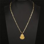 kelistom 14K Gold Plated Buddha Pendant Necklace for Women Men 3MM Flat Figaro Chain Necklace Blue Green Pink White Yellow Buddha Head