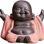 Kingzhuo Ceramic Little Cute Baby Buddha Statue Monk Figurine Buddha Figurines Home Decor Creative Baby Crafts Dolls Ornaments Gift Delicate Ceramic Arts and Crafts (Red)