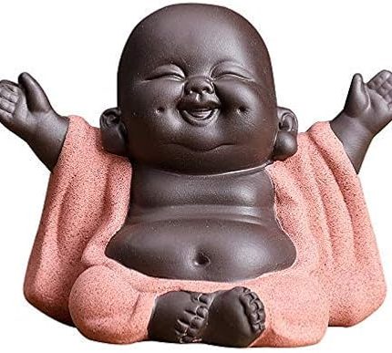 Kingzhuo Ceramic Little Cute Baby Buddha Statue Monk Figurine Buddha Figurines Home Decor Creative Baby Crafts Dolls Ornaments Gift Delicate Ceramic Arts and Crafts (Red)