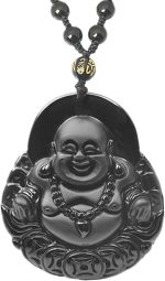 Natural Obsidian Necklace Lucky Amulet Protection Pendant with Adjustable Bead Chain Black Crystal Talisman Spiritual Jewelry Gift for Men Women