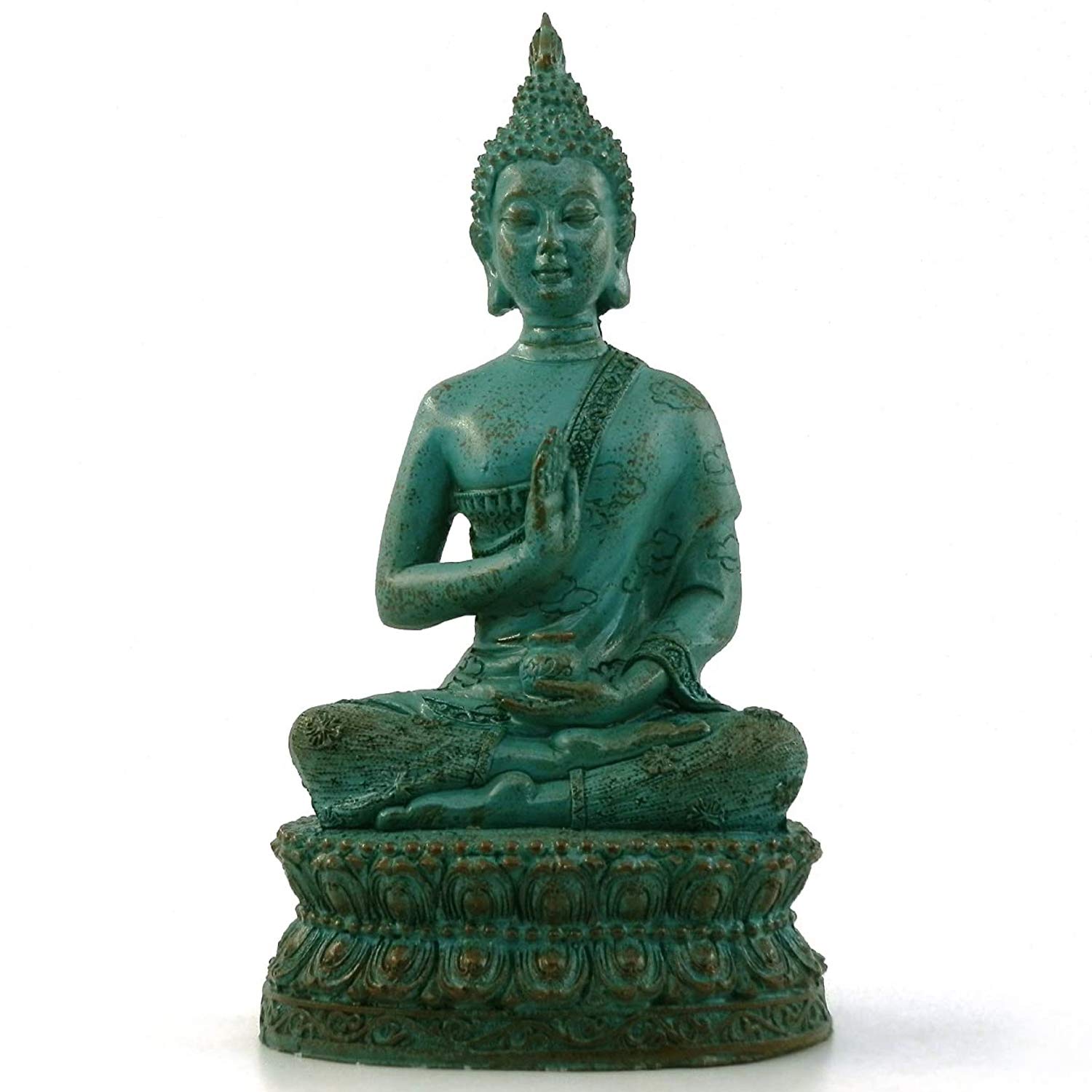 ornerx Thai Sitting Buddha Statue for Home Decor Verdigris 6.7" ornerx Thai Sitting Buddha Statue for Home Decor Verdigris 6.7"